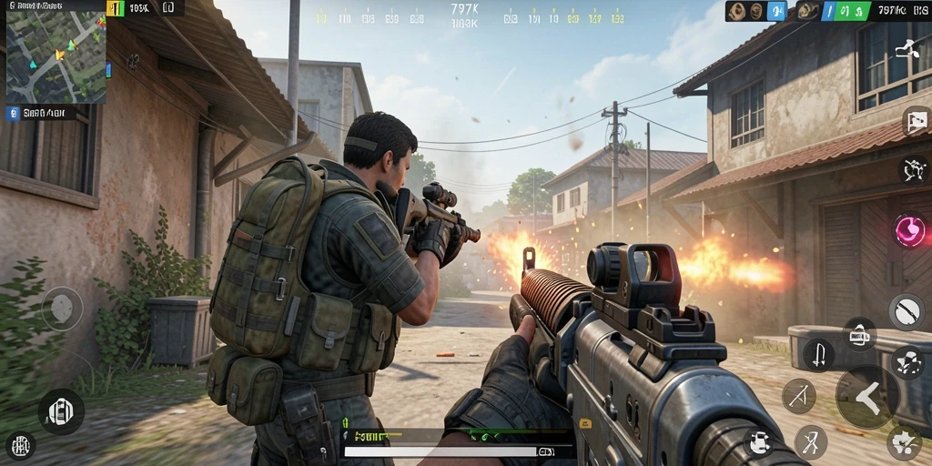 Screenshot menampilkan aksi gameplay intens dalam 797K dengan grafis tinggi.