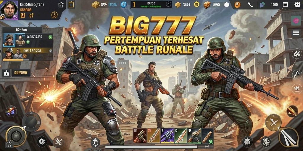 Screenshot gameplay BIG777 yang menunjukkan aksi Battle Royale yang mendebarkan.