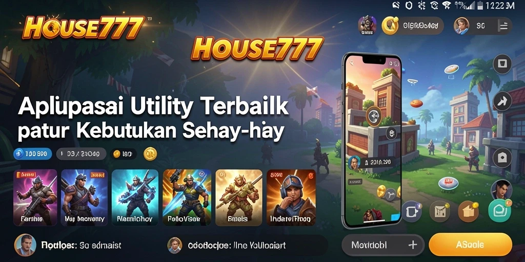 Tampilan utama aplikasi HOUSE777 yang menunjukkan fitur Utility.