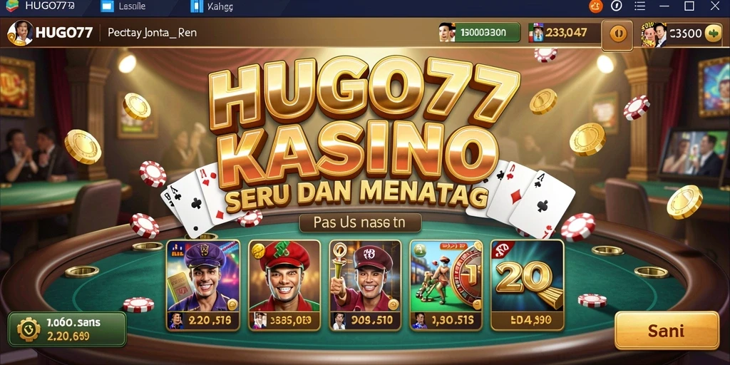 Screenshot HUGO77 menampilkan gameplay seru permainan Kasino.