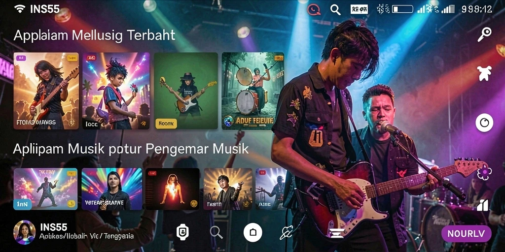 Tampilan gameplay INS55 yang menarik dengan pilihan lagu yang beragam.