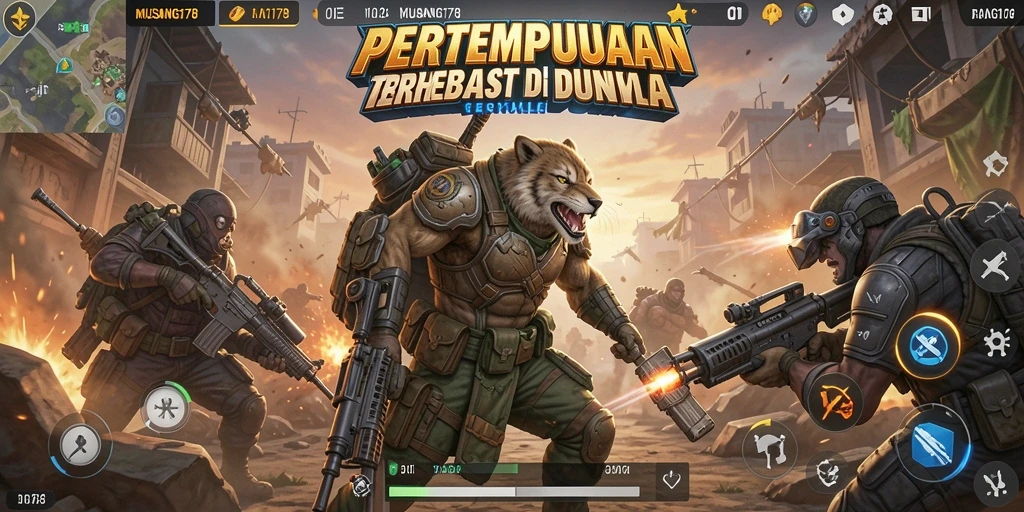 Tangkapan layar menampilkan aksi intens dalam permainan Battle Royale.
