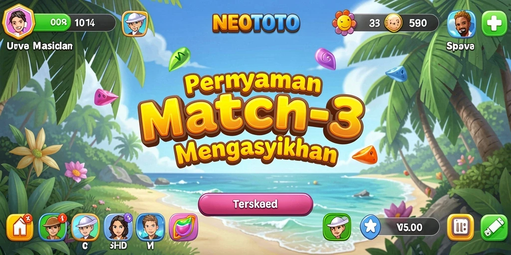 Tampilan gameplay NEOTOTO dengan warna-warni gemerlap.