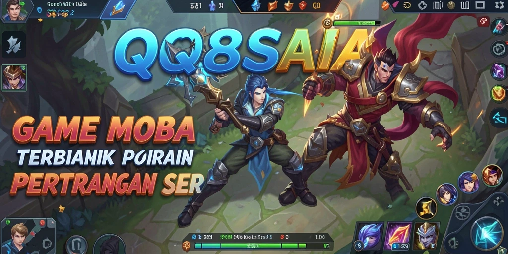 Screenshot utama QQ88ASIA menampilkan aksi permainan MOBA yang seru.