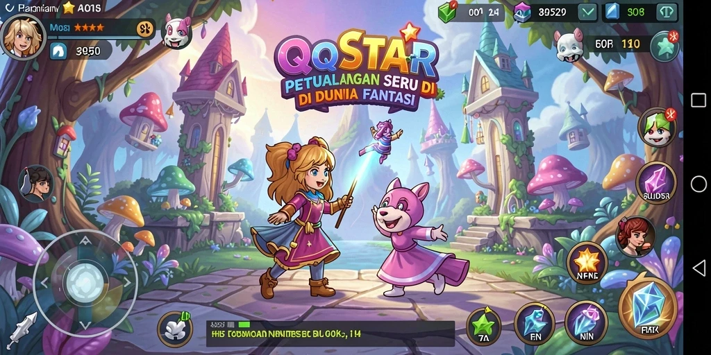 Screenshot gameplay QQSTAR menampilkan aksi petualangan yang seru.