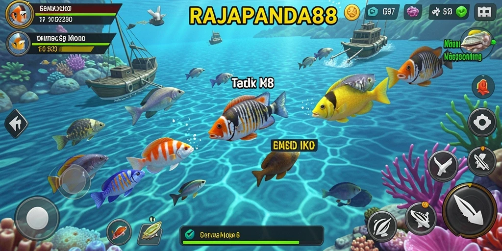 Screenshot RAJAPANDA88 menampilkan gameplay menembak ikan yang seru.